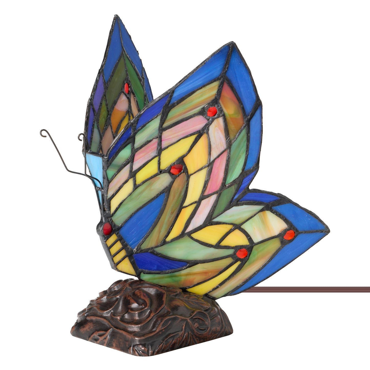 Tiffany-Style Lighting 9.5" Stained Glass Butterfly Wings Accent Lamp