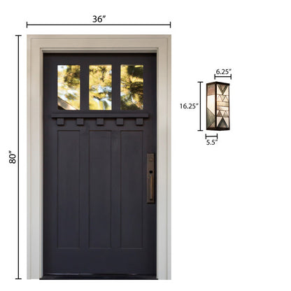 Tiffany-Style Lighting 16.25" 1-Light Rectangular Geometric Stained Glass Outdoor Wall Sconce