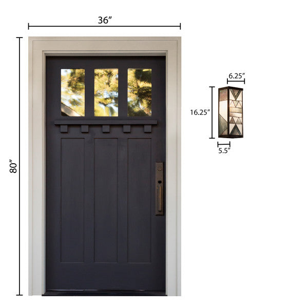 Tiffany-Style Lighting 16.25" 1-Light Rectangular Geometric Stained Glass Outdoor Wall Sconce