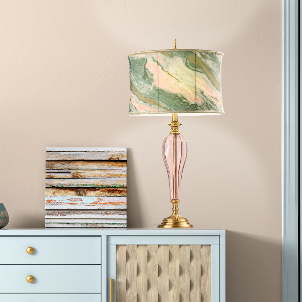 Tiffany-Style Lighting 33" Romance Drum Shade Geometric Glass Table Lamp