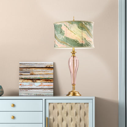 Tiffany-Style Lighting 33" Romance Drum Shade Geometric Glass Table Lamp