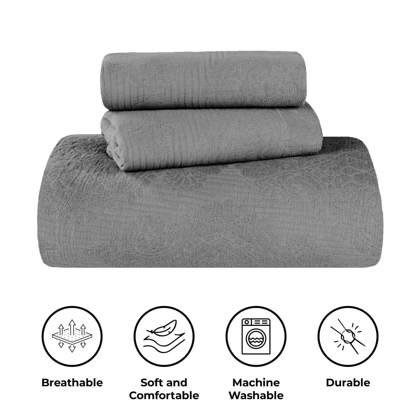 Superior "Victory" Cotton Jacquard 
Medallion Scroll Bedspread Set