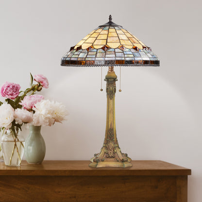 Tiffany-Style Lighting 26.75" Margriet Stained Glass Dome Shade Candlestick Table Lamp