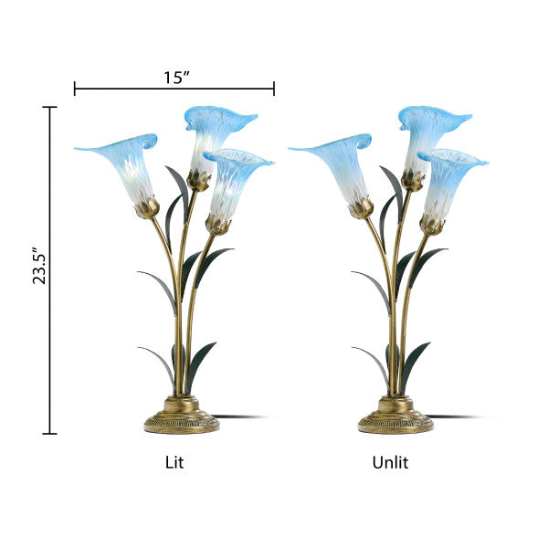 Tiffany-Style Lighting 23.5" Hand Blown Glass 3 Calla Lily Uplight Accent Lamp