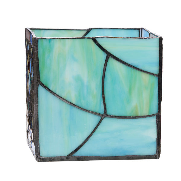 Tiffany-Style Lighting 4.75" Blue Flourishes Stained Glass Candle Holder