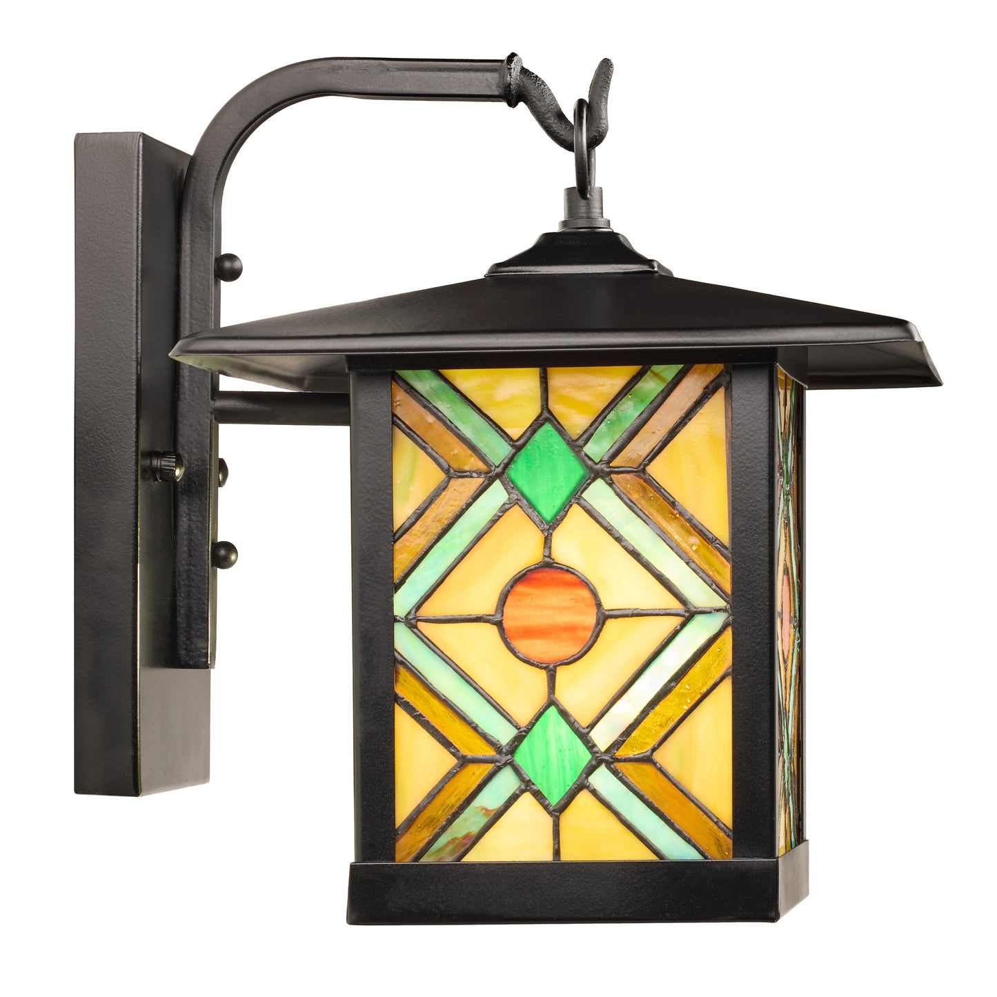 Tiffany-Style Lighting Multicolor Stained Glass 1-Light Outdoor Lantern Wall Sconce