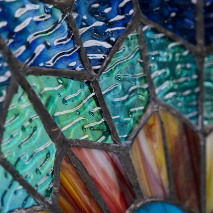 Tiffany-Style Lighting 24" Stained Glass Peacock Star Window Panel