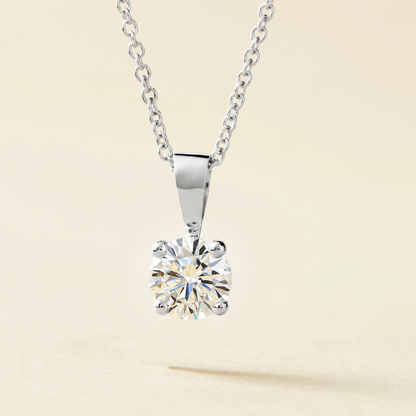 Peace Jewelers 14K Gold Choice of 2 or 3 Carat Lab-Grown Diamond Round Solitaire Pendant with 18" Chain