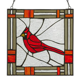 Tiffany-Style 11"H Cardinal Design Stained Glass Window Panel