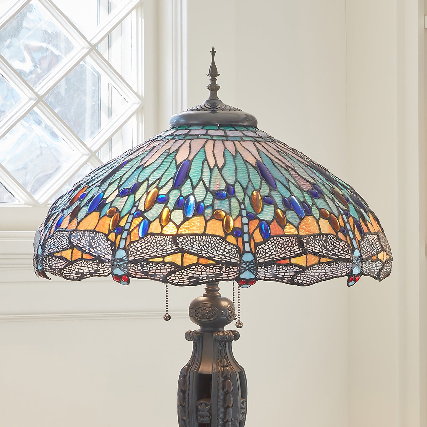 Tiffany-Style Lighting 35" Dragonfly Stained Glass Table Lamp