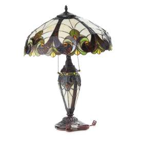 Tiffany-Style Lighting 24.5 Halston Amber Double Lit Stained Glass Urn Table Lamp