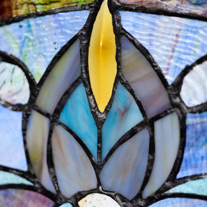 Tiffany-Style Lighting 11" Victorian Corista Half-Moon Stained Glass Window Panel