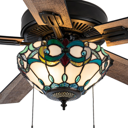 Tiffany-Style Lighting 52" Monroe 5-Blade Remote Controlled Ceiling Fan