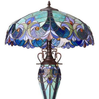 Tiffany-Style Lighting 24.5" Halston Double Lit Bowl Shade Stained Glass Table Lamp