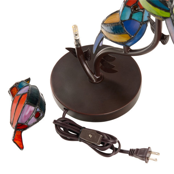 Tiffany-Style Lighting 15" Stained Glass Bird Novelty Table Lamp
