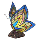 Tiffany-Style Lighting 9.5" Stained Glass Butterfly Wings Accent Lamp