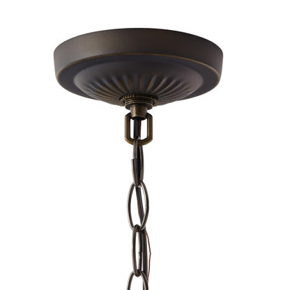 Tiffany-Style Lighting Nancy Adjustable Height Multicolored Stained Glass Hanging Pendant Light