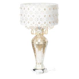 Tiffany-Style Lighting 25" Jeweled Champagne Drum Shade Table Lamp