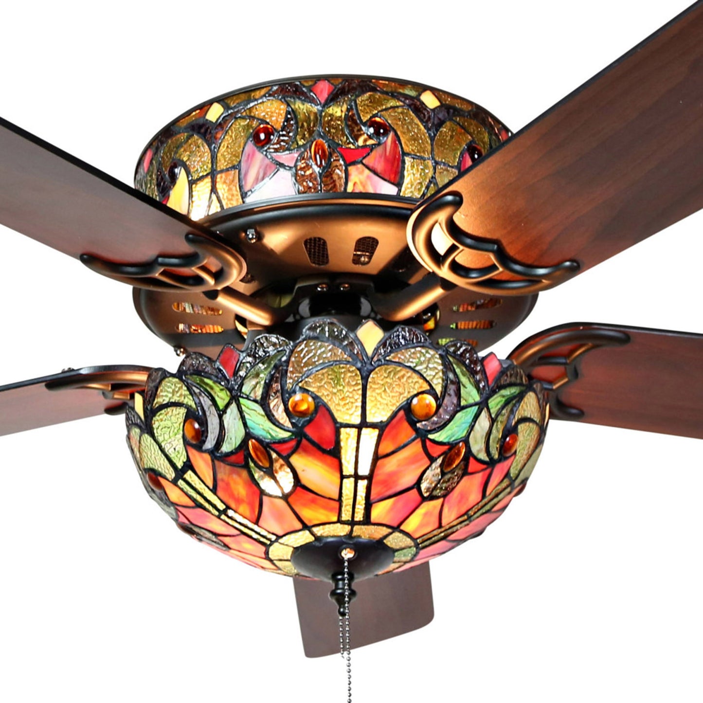 Tiffany-Style Lighting 52" LED Stained Glass Halston Ceiling Fan with Remote Control