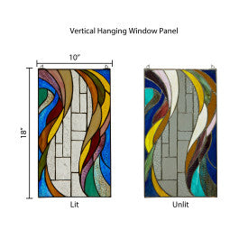 Tiffany-Style Lighting 18" Multicolor Flowing Border Stained Glass Window Panel