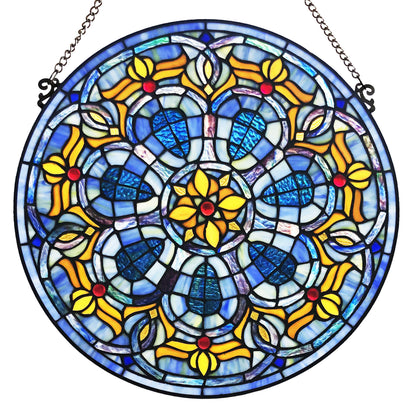 Tiffany-Style Lighting 19.5" Chartres Catherdral Stained Glass Window Panel