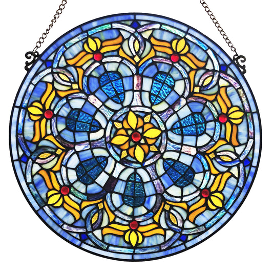 Tiffany-Style Lighting 19.5" Chartres Catherdral Stained Glass Window Panel