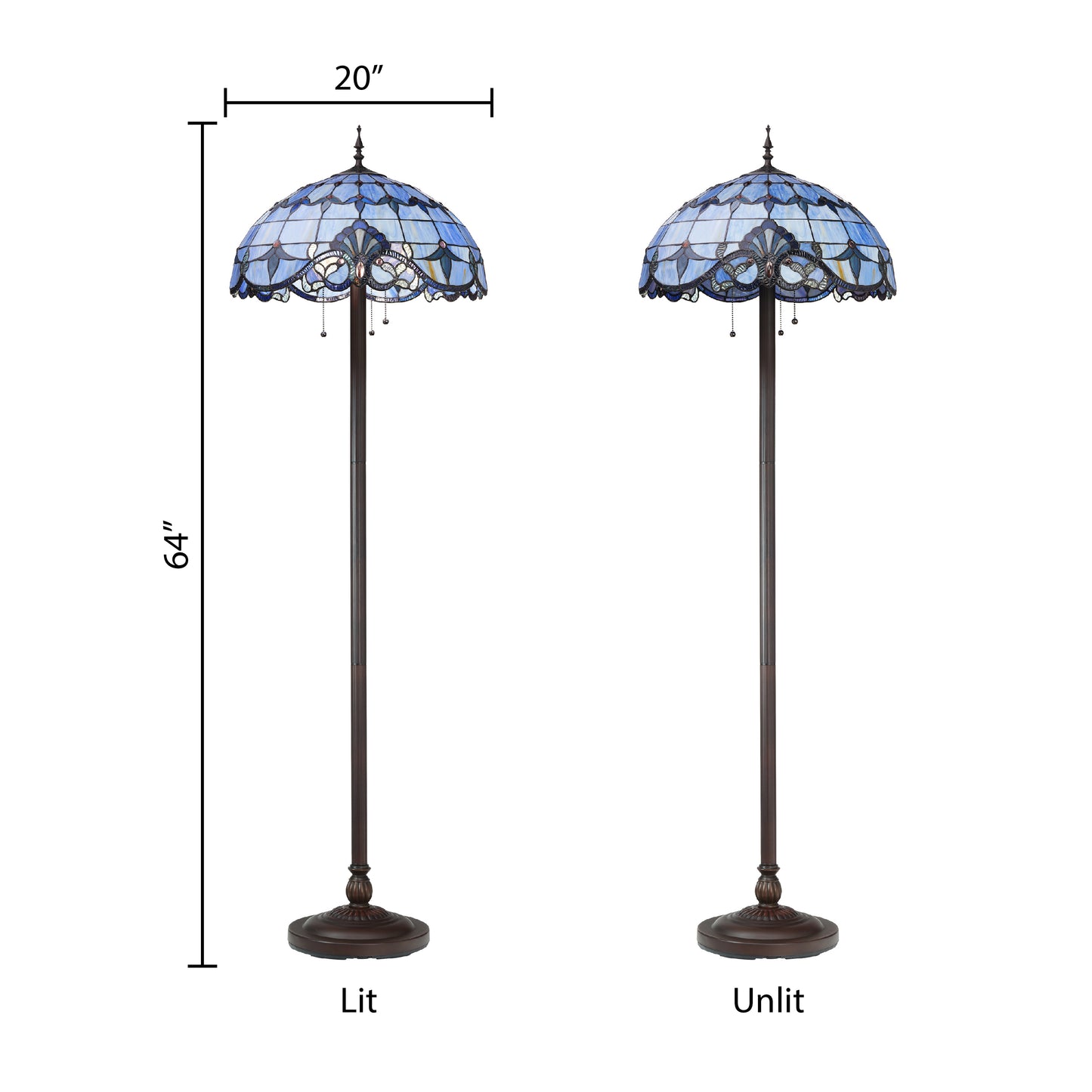 Tiffany-Style Lighting 64" Blue Stained Glass Allistar Floor Lamp