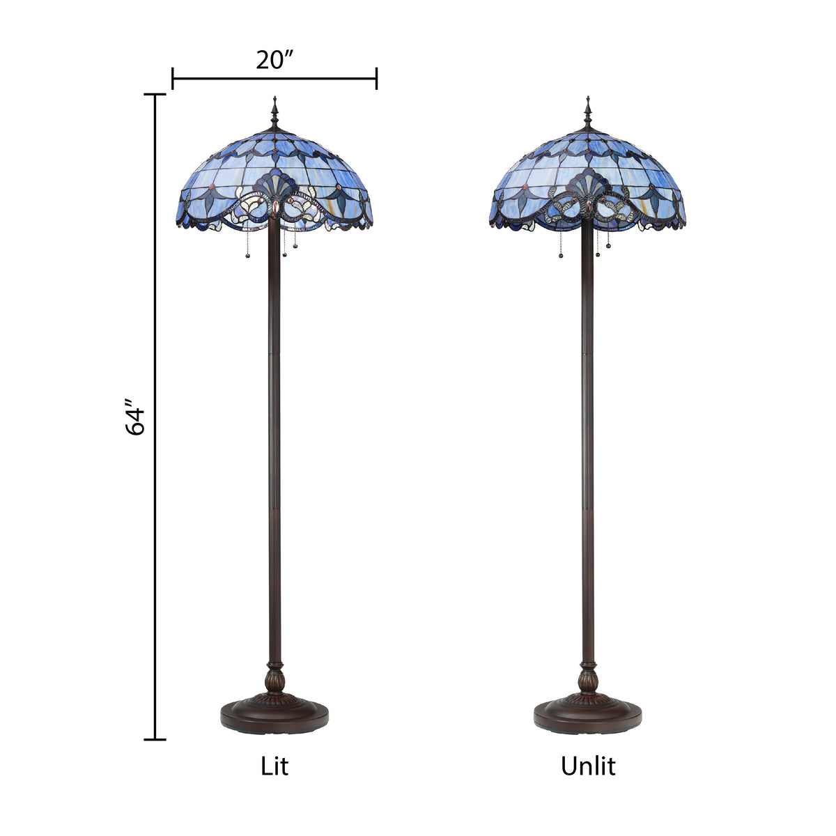 Tiffany-Style Lighting 64" Blue Stained Glass Allistar Floor Lamp