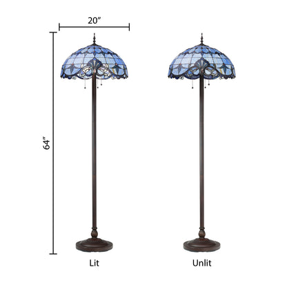 Tiffany-Style Lighting 64" Blue Stained Glass Allistar Floor Lamp