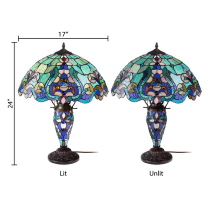 Tiffany-Style Lighting 24"H Margaret Double Lit Stained Glass Table Lamp