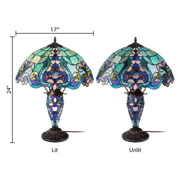 Tiffany-Style Lighting 24" Margaret Double Lit Stained Glass Table Lamp