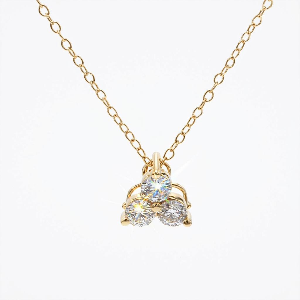 Peace Jewelers 14K Gold 0.50ctw Lab-Grown Diamond 3-Stone Trinity Pendant with Chain