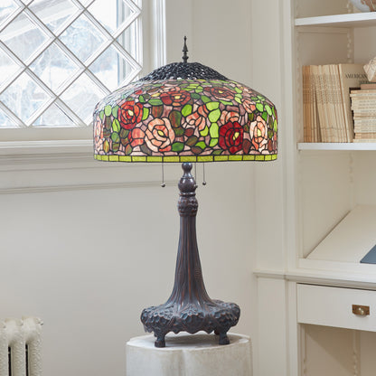 Tiffany-Style Lighting 35.5" Rose Bush Stained Glass Table Lamp