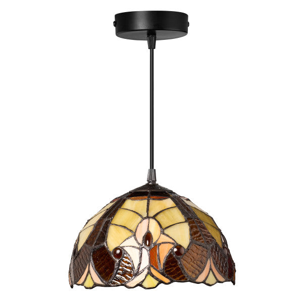 Tiffany-Style Lighting Halston Adjustable Height Amber Dome Pendant