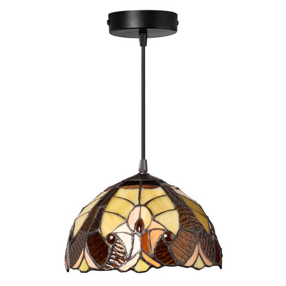 Tiffany-Style Lighting Halston Adjustable Height Amber Dome Pendant
