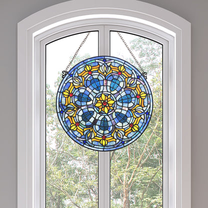 Tiffany-Style Lighting 19.5" Chartres Catherdral Stained Glass Window Panel