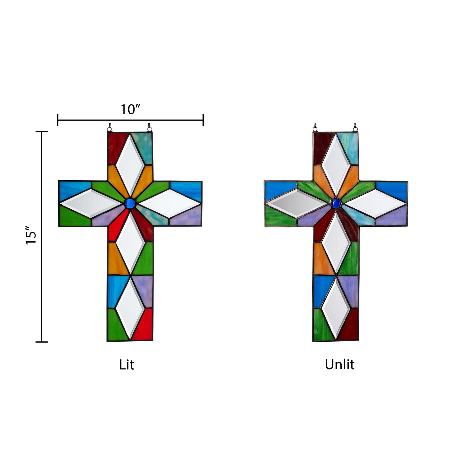 Tiffany-Style Lighting 15" Cross Stained Glass Window Panel