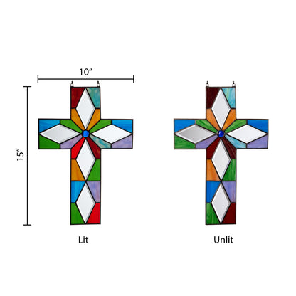 Tiffany-Style Lighting 15" Cross Stained Glass Window Panel