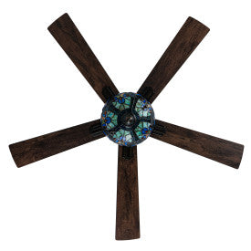 Tiffany-Style Lighting 52" Halston Indoor Glass Oil Rubbed Bronze Ceiling Fan