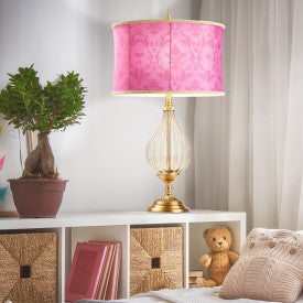 Tiffany-Style Lighting 30.5" Colette Drum Shade Geometric Glass Table Lamp