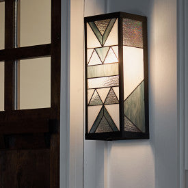 Tiffany-Style Lighting 16.25" 1-Light Rectangular Geometric Stained Glass Outdoor Wall Sconce