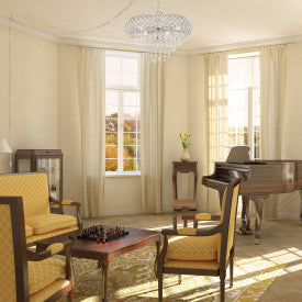 Tiffany-Style Lighting 14.25" Clear & Chrome Tiered Glass Hanging Chandelier