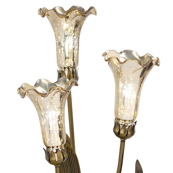 Tiffany-Style Lighting 21.75" Hand Blown Glass 3 Lily Uplight Table Lamp