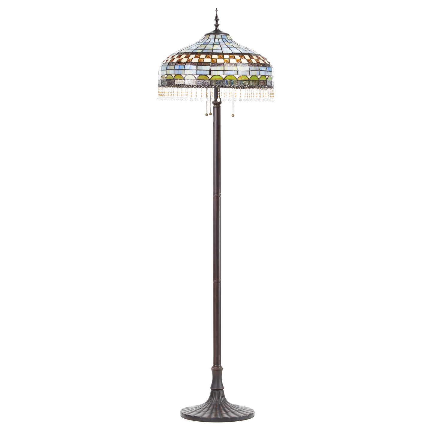 Tiffany-Style Lighting 64" Veronica Blue Stained Glass Dome Shade Candlestick Floor Lamp