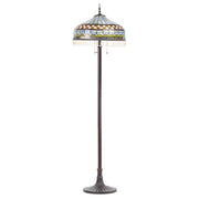 Tiffany-Style Lighting 64" Veronica Blue Stained Glass Dome Shade Candlestick Floor Lamp
