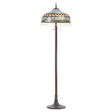 Tiffany-Style Lighting 64" Veronica Blue Stained Glass Dome Shade Candlestick Floor Lamp