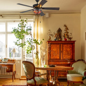 Tiffany-Style Lighting 52" Magna Carta Indoor Glass Oil Rubbed Bronze Celing Fan