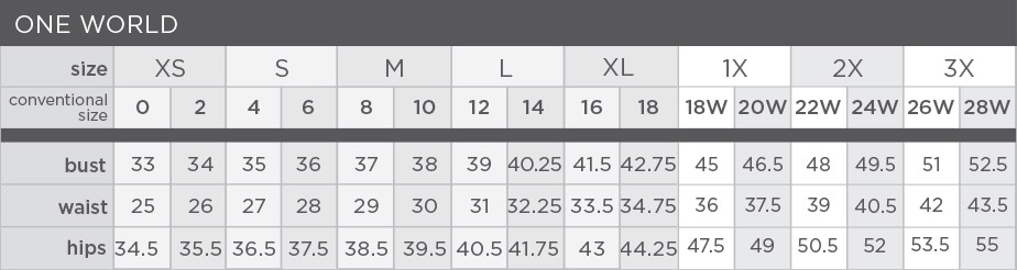 Harve Benard Size Chart