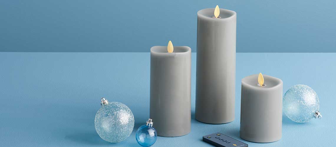 492-377 Luminara Set of 3 Flameless Candles w Gift Box & Remote
