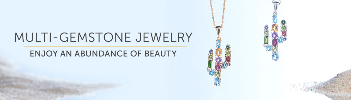 Multi-Gemstone Jewelry  Enjoy an Abundance of Beauty 188-738 Gem Treasures® 2.67ctw Choice of Plating Multi Gem Cactus Pendant w 18 Chain & 2 Ext